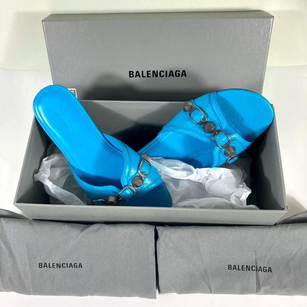 NWB Balenciaga Cagole Slide Sandal Cyan Size 36.5EU 6.5US 694342WAD4E - Picture 5 of 17